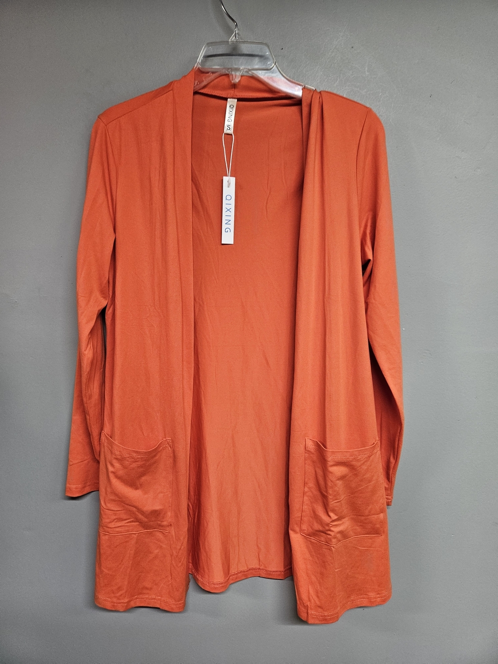 Qixing Orange Open-Front Women's Small Cardigan